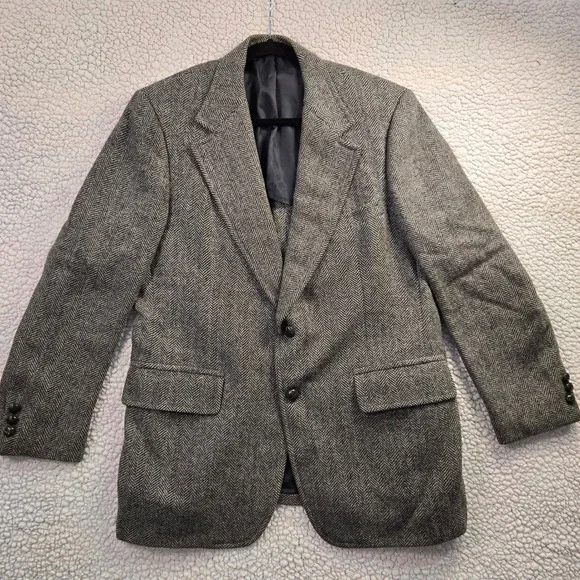 Vtg Bradmore Mens 40R Brown Wool Herringbone Tweed Blazer Jacket Preppy Academia - Picture 8 of 14